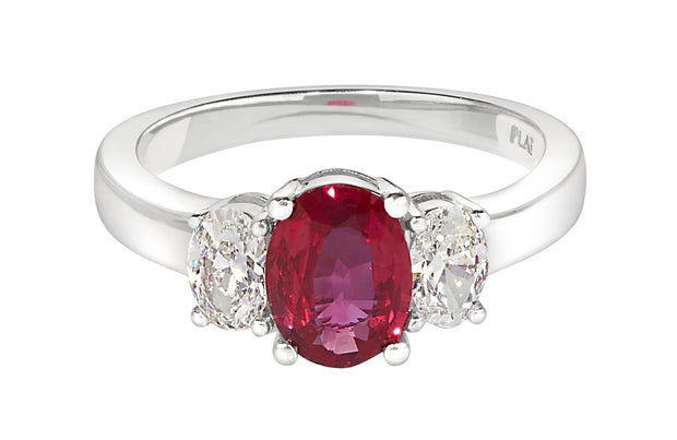 1.15 carat Ruby and Diamond Ring in Platinum