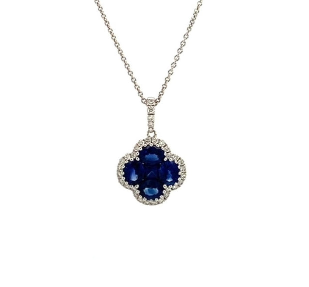 Sapphire and Diamond Pendant in 18 kt White Gold
