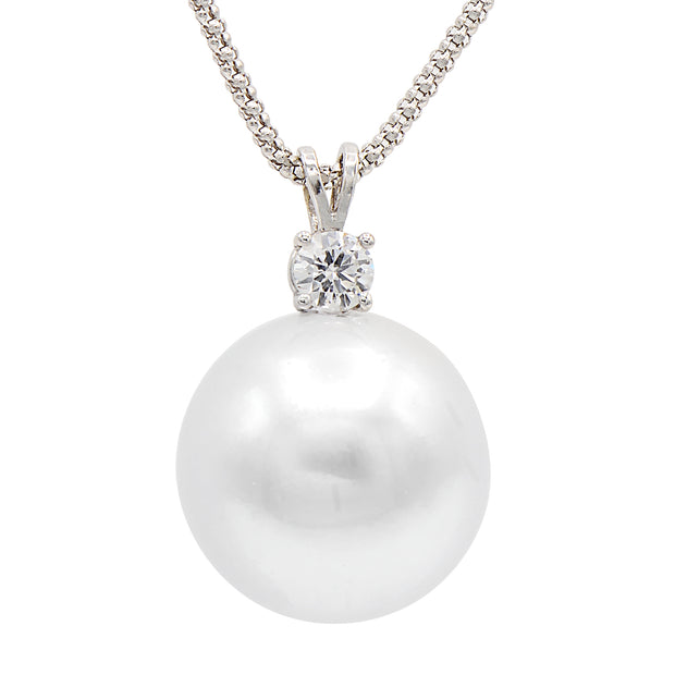 South Sea Pearl and Diamond Pendant in 18 kt White Gold