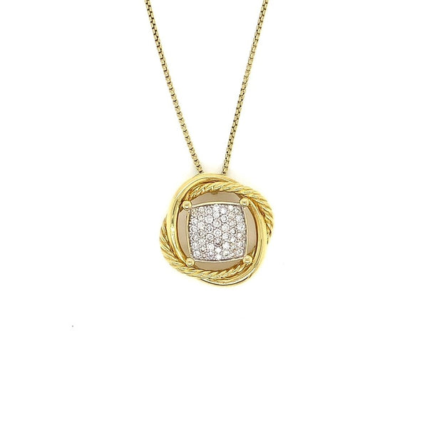 Vintage David Yurman Diamond Infinity Pendant in 18 kt Yellow Gold