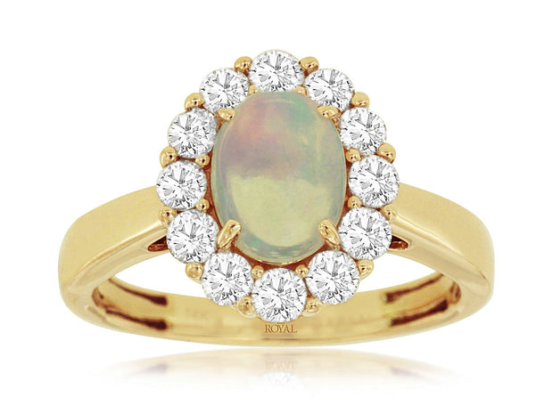 Opal and Diamond Ring in 14 kt Yellow Gold