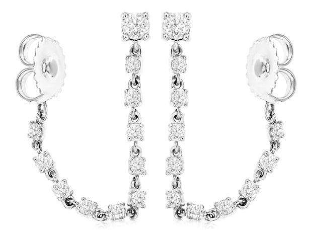 Diamond Drop Earrings in 14 kt White Gold