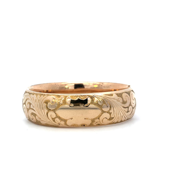 Antique Gold Filled Bangle Bracelet with Scrolling Designs