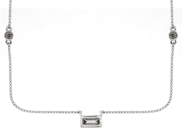 Diamond Station Necklace in 14 kt White Gold