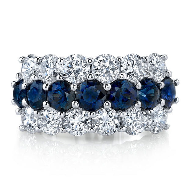 Sapphire and Diamond Band in 18 kt White Gold
