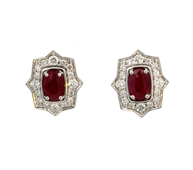 Ruby and Diamond Earrings in 14 kt White Gold