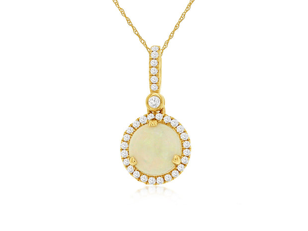 Opal and Diamond Pendant in 14 kt Yellow Gold
