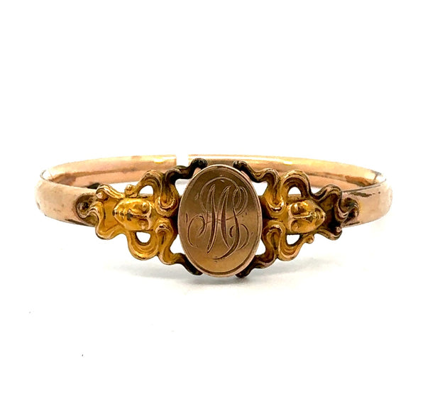 Antique Gold Filled Bangle Braceelt with Art Nouveau Figures