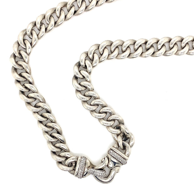 32" Vintage David Yurman Link Chain with Diamond Clasp in Sterling