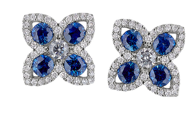 Sapphire and Diamond Earrings in 14 kt white gold