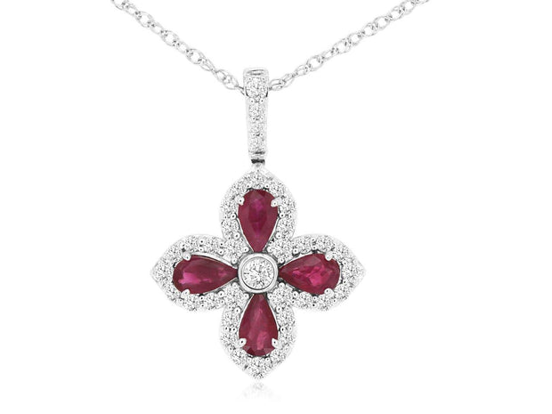 Ruby and Diamond Pendant in 14 kt White Gold