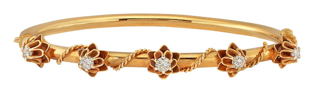 Vintage Diamond Bangle Bracelet in 14 kt Yellow Gold