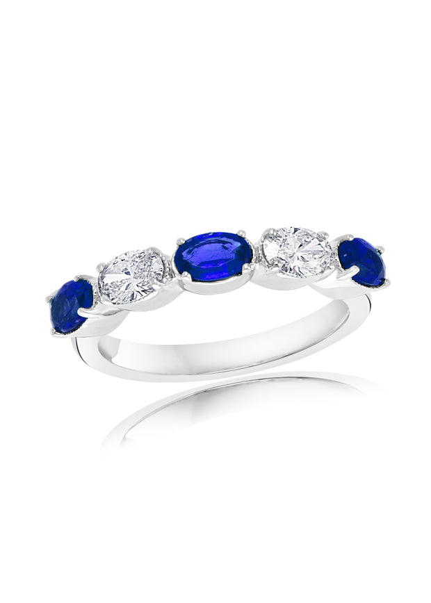Sapphire and Diamond Band in 14 kt White Gold