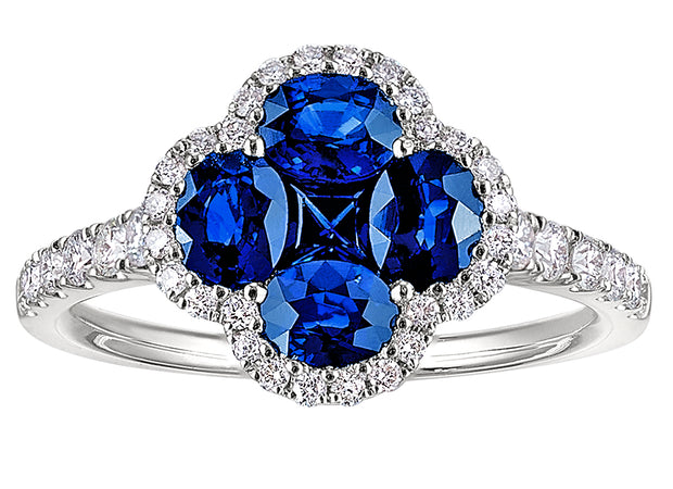 Sapphire and Diamond Ring in 18 kt white gold