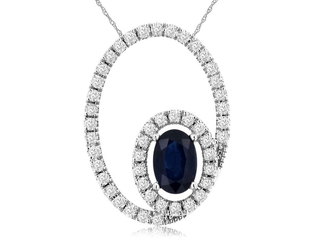 Sapphire and Diamond Necklace in 14 kt white gold