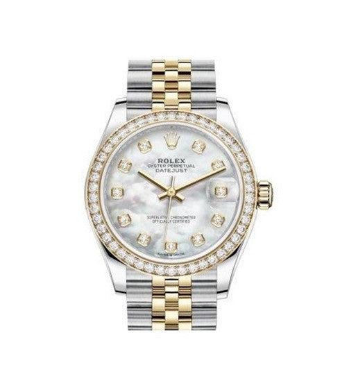 Pre-Owned Ladies Rolex with Mother of Pearl Diamond Dial and Diamond Bezel on a Stainless Steel and 18 kt Yellow Gold Jubilee Bracelet
