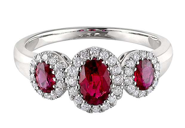 Ruby and Diamond Ring in 18 kt White Gold