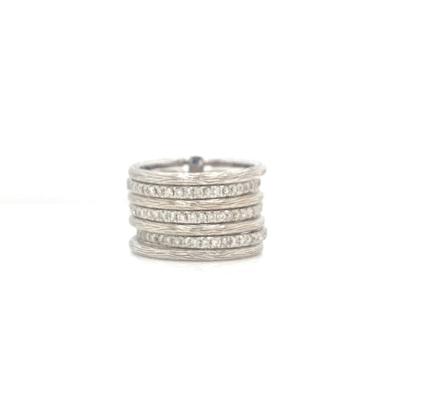 Set of 7 Stackable Diamond Bands in 14 kt White Gold