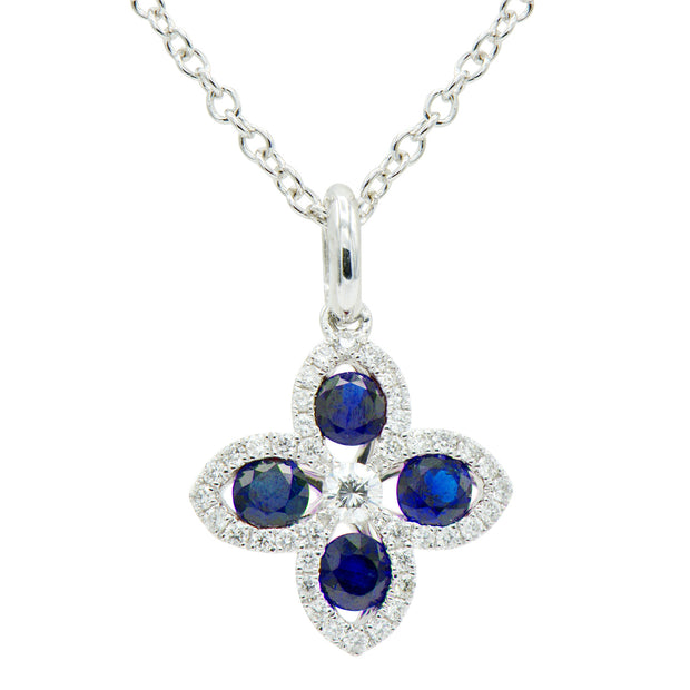 Sapphire and Diamond Pendant in 14 kt white gold