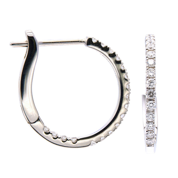 Diamond "In and Out" Hoop Earrings in 14 kt White Gold