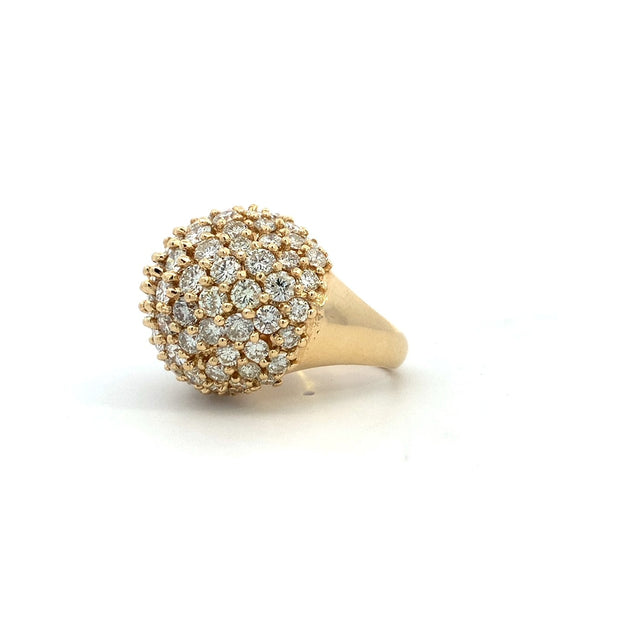 10.68 carat Vintage Diamond Dome Ring in 14 kt Yellow Gold