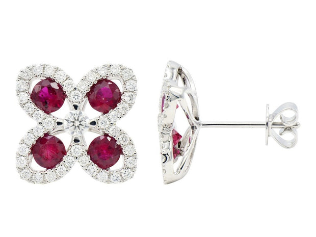 Ruby and Diamond Earrings in 18 kt white gold