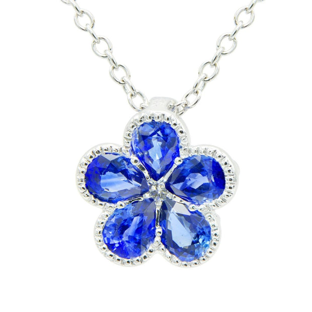 Sapphire and Diamond Pendant in 18 kt white gold