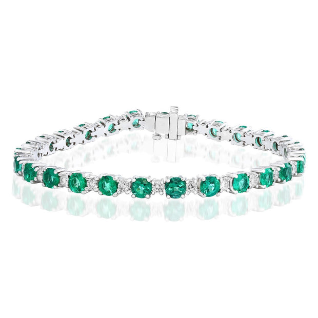 Emerald and Diamond Bracelet in 14 kt White Gold