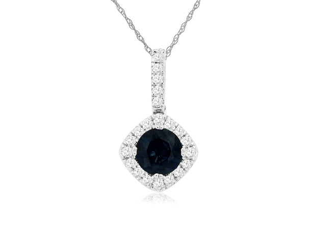 Sapphire and Diamond Necklace in 14 kt White Gold