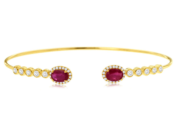 Ruby and Diamond Bracelet in 14 kt Yellow Gold