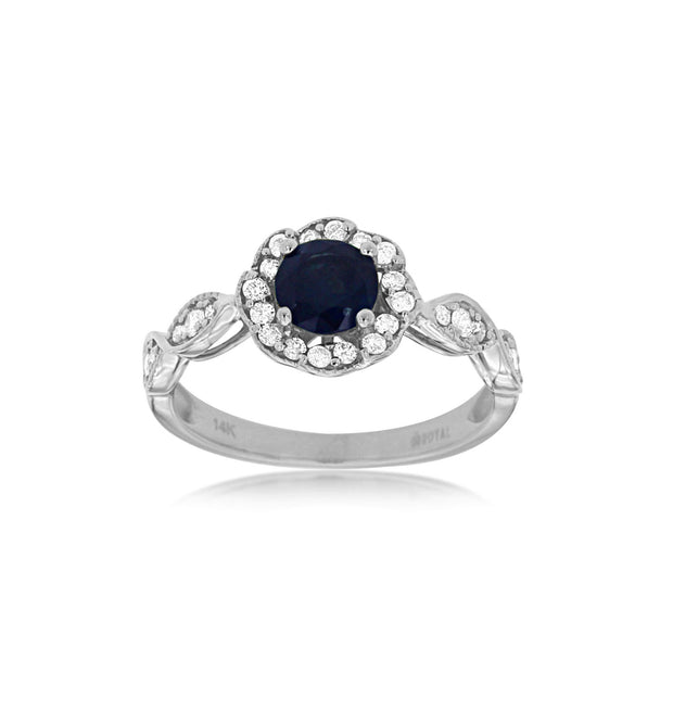 Sapphire and Diamond Ring in 14 kt White Gold