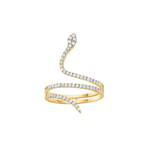 Diamond Snake Ring in 18 kt Yellow Gold