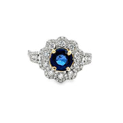 Sapphire and Diamond Ring in 18 kt White Gold