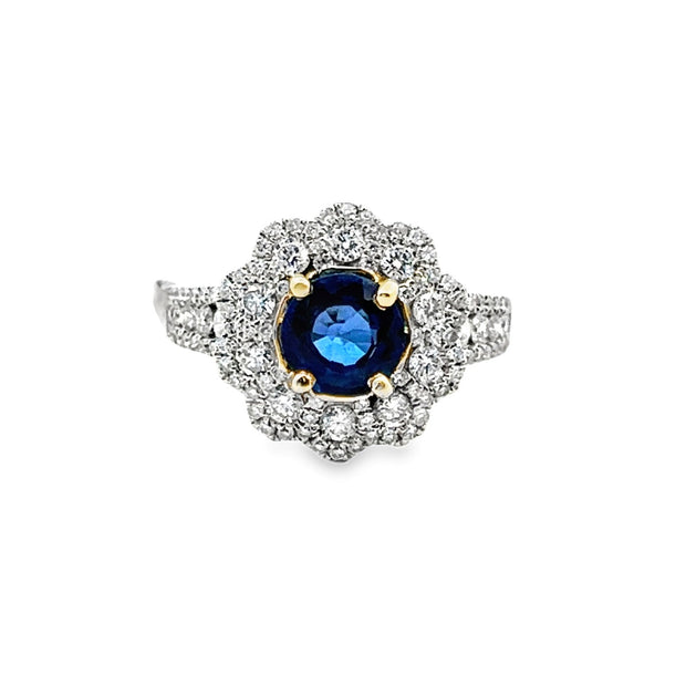 Sapphire and Diamond Ring in 18 kt White Gold