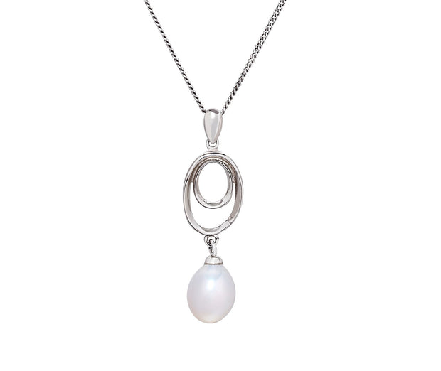 Double Oval Freshwater Pearl Pendant in Sterling