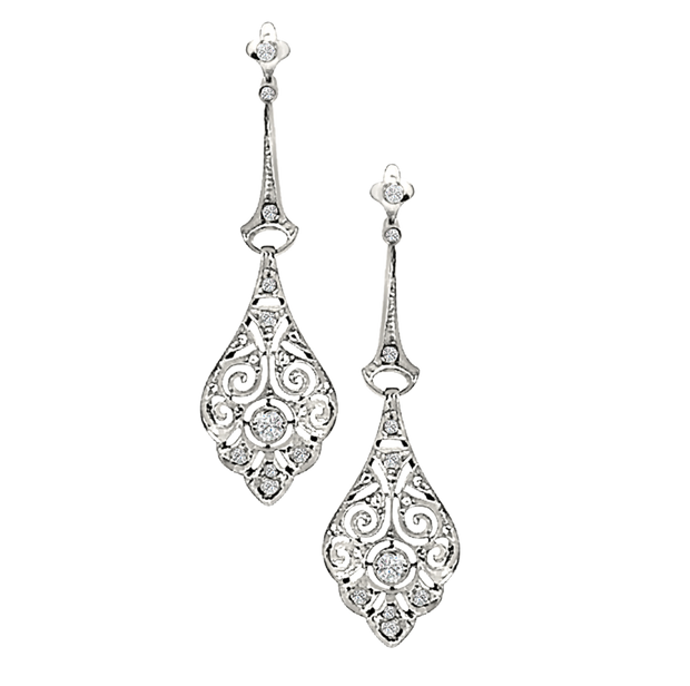 Antique Old European and Rose Cut Diamond Earrings in 18 kt Yellow Gold and Platinum