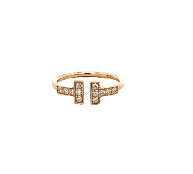 Vintage Tiffany & Co. "T" Diamond Ring in 18 kt Rose Gld