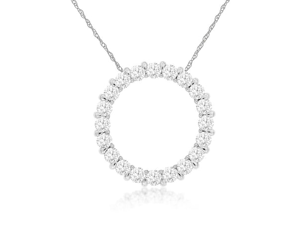 Diamond Circle Pendant in 14 kt white gold