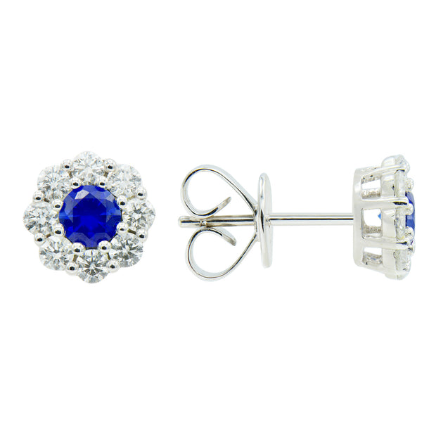 Sapphire and Diamond Earrings in 18 kt White Gold