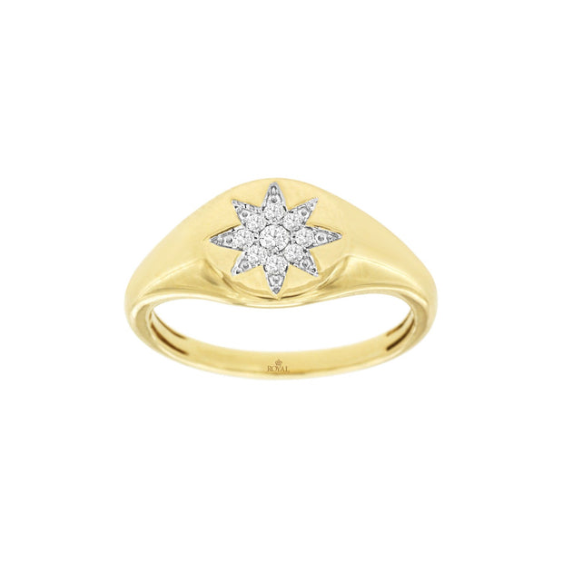 Diamond Ring with Star Design in 14 kt Yellow Gold