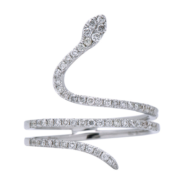Diamond Snake Ring in 18 kt White Gold