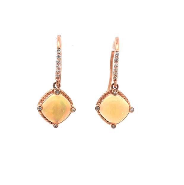 Opal and Diamond Earrings in 14 kt Rose Gold