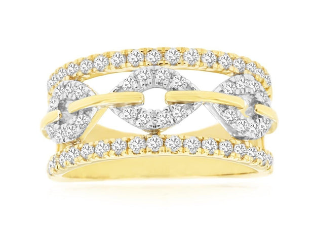 Wide Diamond Band in 14 kt Yellow Gold