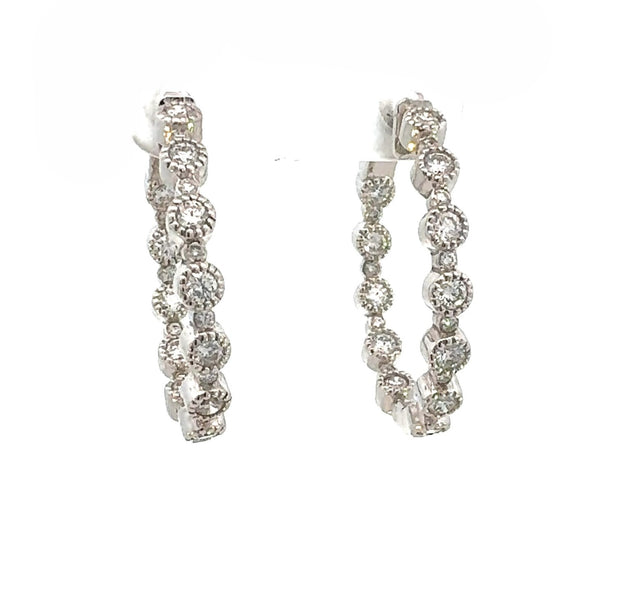 1.13 carat Diamond Hoop Earrings in 14 kt White Gold