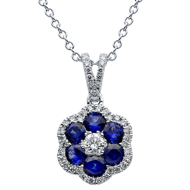 Sapphire and Diamond Pendant in 18 kt White Gold