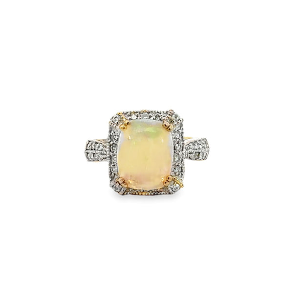 Opal and Diamond Ring in 14 kt Yellow and White Gold
