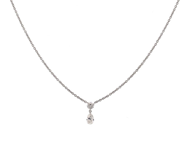 Pear Shaped Diamond Drop Necklace in 18 kt White Gold