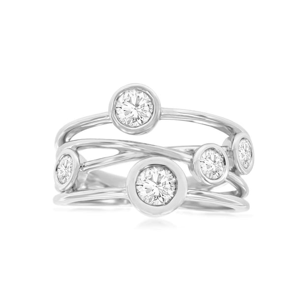 Bezel Set Diamond Ring in 14 kt White Gold