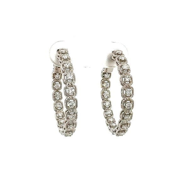 .96 carat Diamond Hoop Earrings in 14 kt White Gold