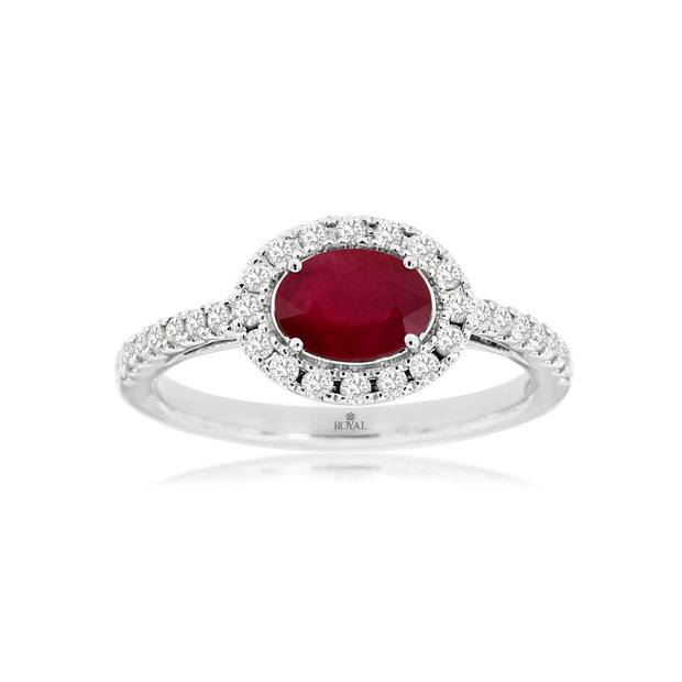 Ruby and Diamond Ring in 14 kt White Gold